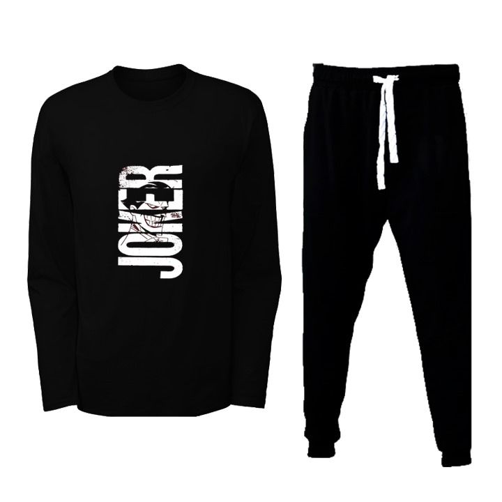 Joker Printed T shirt And Plain Trouser Cotton Full Sleeves Round Neck Sports Wear Tracksuit For Men