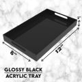 Black Acrylic Tray with Handles-Countertop Organizer Tray for Kitchen, Bathroom, Office- Storage Box for Cosmetics, Jewelry, Toiletries, Toy, gadgets. 