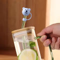 Silicone Straw Cover Adorable Bear-shaped Silicone Straw Lid for Home Party Decoration Reusable Dust-proof Durable Silicone Straw Accessory. 
