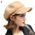 British Style Felt Solid Color Wide Brim Women Beret Winter Warm Peaked Cap Hat. 