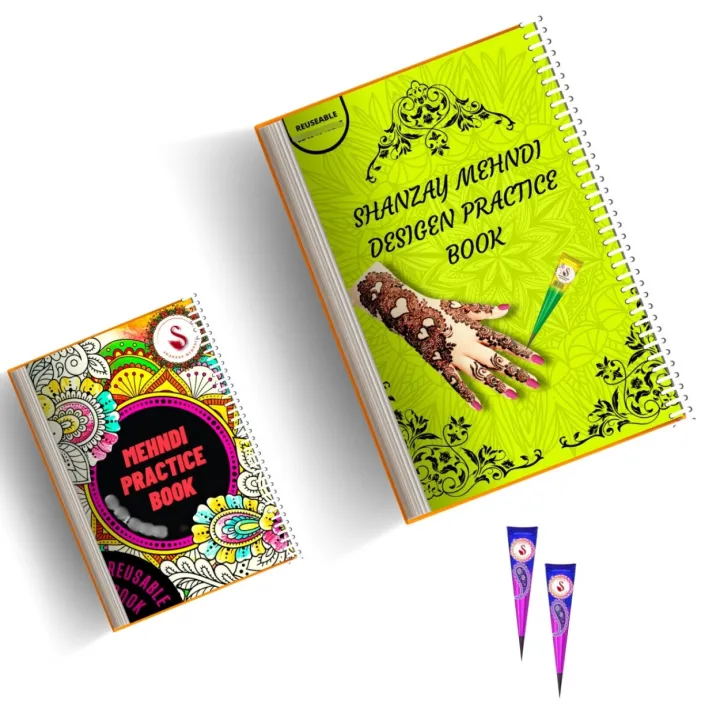 High Quality Reusable Mehndi Practice Books  For Henna Practice with free Scrub (pack of 2)