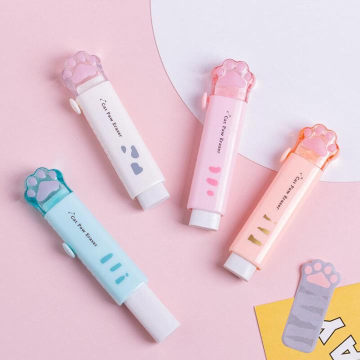 1Pcs Kawaii Cat Paw Portable Push-Pull Rubber Eraser Cute Erasers for Student School Office Supplies Gift Stationery Kid Prizes