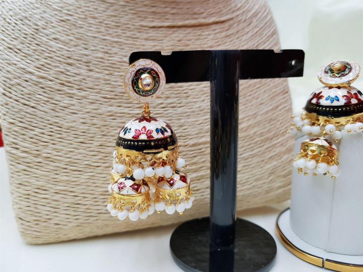 Multi%20Color%20Stylish%20Dangel%20Multiple%20Jhumkis%20In%20Meena%20-%20Image%204