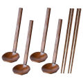 Tortoise Shell Spoon-4 x Ramen Spoon
2 pairs x chopsticks-Wood Brown. 