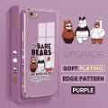 TA for iPhone 6 Plus 6s Plus Back Cover + Free Lanyard Cute Three Bears Luxury 6D Plating Case Side Pattern Soft Silicone Square Phone Cases. 