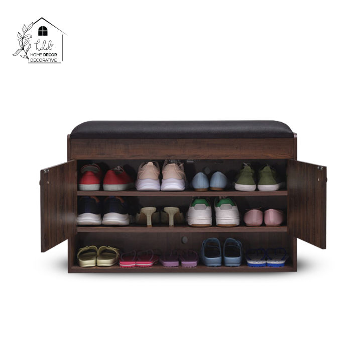 Premium Entrance Shoes Rack Shoes organizer with Seat Cushion Storage Shoe Cabinet, Home Furniture Shoe Organizer Shoe Rack 3-Layer by Home Décor Decorative