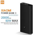Xiaomi Mi Power Bank 3 20000mAh 50W Max Flash Charge 3Ports Output for Laptop and Smartphone - Black. 