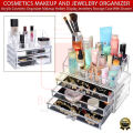 Acrylic 3 Drawers 12 Trapezoid Lipstick Makeup Display Stand Cosmetic Organizer Holder Case jewelry Box Storage. 