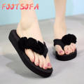 OIMG Korean For Summer Fashion Women'S Flower Clip Toe Flip Flops Non-Slip Wedges Beach Slippers Wedge Sandals Female Women Shoes. 