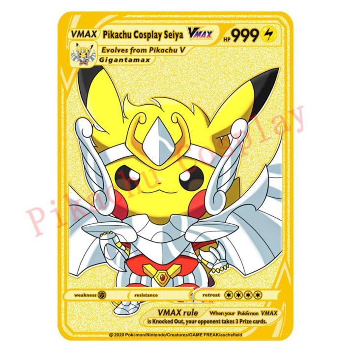 27 Styles Pokemon Pikachu Cosplay Saint Seiya Goku Luffy Gold Metal Toys Hobbies Hobby Collectibles Game Collection Anime Cards
