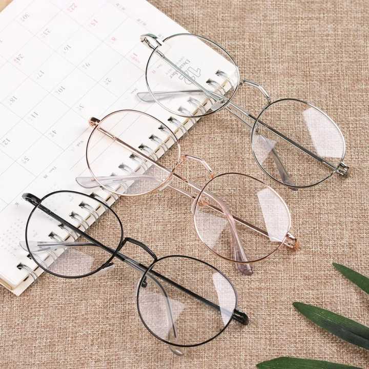 Vintage Optical Glasses Women Men Oversized Metal Round Glasses