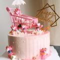 Pink Cart Pink Panther Cake Decoration Ornaments Cake Topper Girls' Cake Decor. 