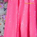 Royaltime Shimmer Pink Gold Sequin Fabric By The 0.5 Yard Two Way Stretch Embroidered Mesh African Lace Fabric for Dress Sewing. 