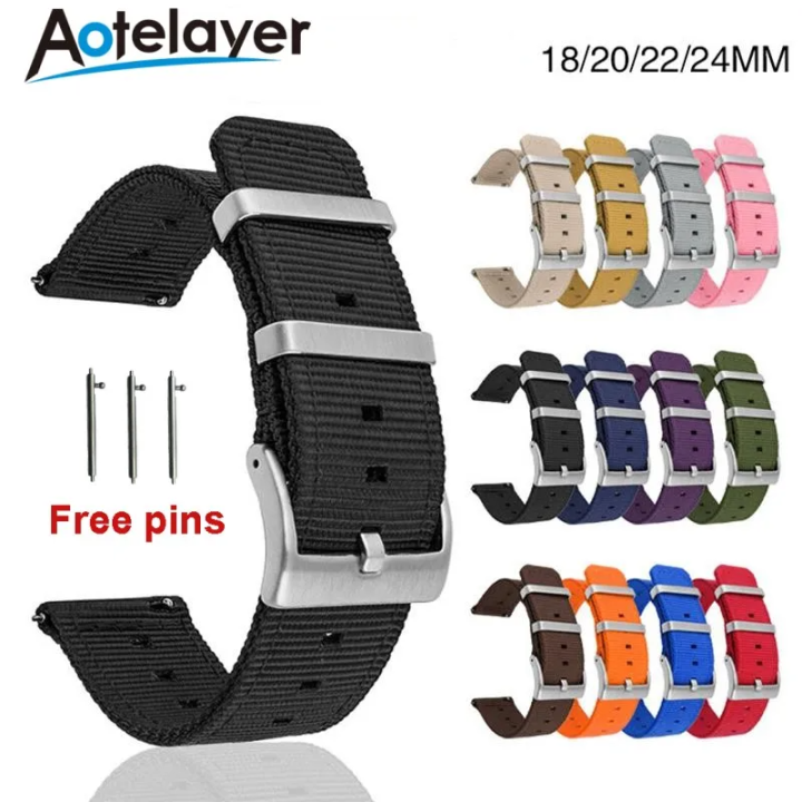 18mm 20mm 22mm 24mm Quick Release Weave Nylon Strap Stainless Steel Hoop Buckle Watch Band Men Women Waterproof Wrist Bracelet