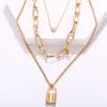 24 Fashion Zone Jewellery  Thick Chain Lock Pendant Necklace Gold Silver Metal Women New. 