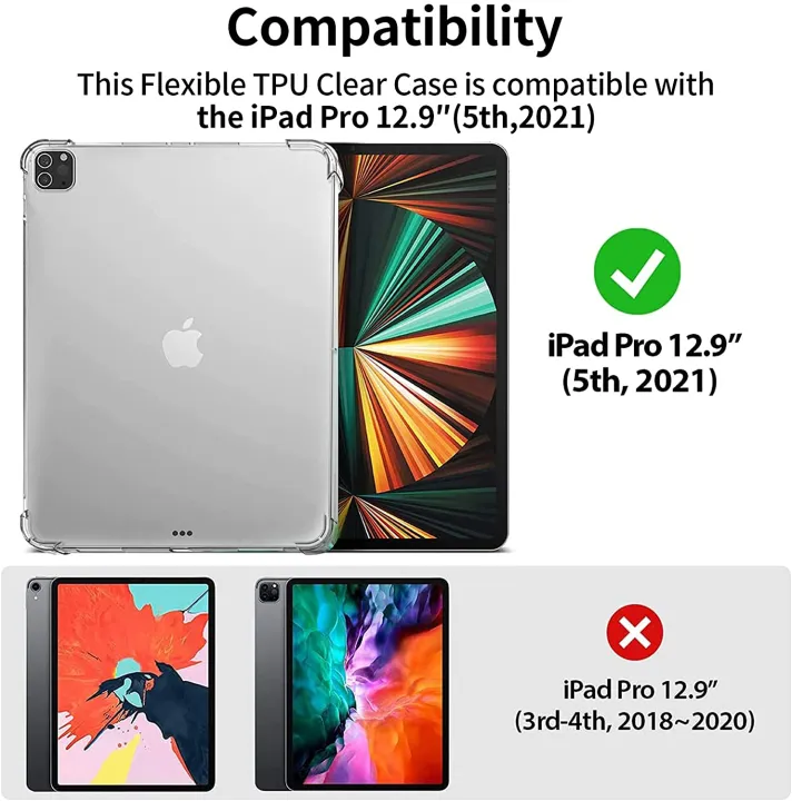 iPad%20Pro%2012.9%20inch%204th/5th%20Generation%20Tpu%20Clear%20Case%20Shockproof%20Silicon%20Transparent%20Protective%20Case/%20Slim%20Back%20Cover%20For%20Ipad%20Pro%2012.9%20-%20Image%205
