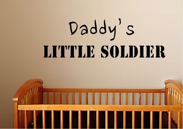Daddy's Little Soldier Quote designed Wall Sticker for Kids and Decor Lovers - Size :  2 x 1 Feet - Black color