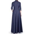 Tarseel - Navy Blue Maxi Style Denim Abaya for women. 