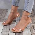 Transparent Trending and stylish clear vinyl heel kitten heels for women stylish awesome side buckle heel. 