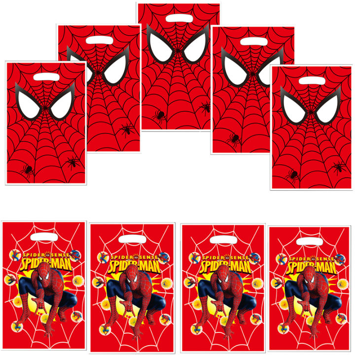 Spiderman Birthday Party Gift Bags Spider Theme Plastic Candy Bag Child Party Loot Bag Kids Birthday Party Favors Supplies Decor