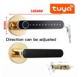 Tuya Smart Home Door Lock Biometric Fingerprint Keyless Entry Keypad App Backup Key Lock App+Fingerprint+Code+Key GOLD. 