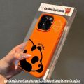 Cartoon Doodle Candy Color Simple Cute Lazy Panda Couples Case Compatible for IPhone 15 13 11 16 12 14 Pro Max 16 15 14 Plus XR X XS Max Luxury Leather Texture Skin Feel Soft Cover. 