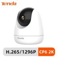 Tenda Indoor Surveillance Camera, 2K, 360 Degree WLAN IP Camera, Motion Sensor and Individual Alarm, Dog Camera/Pet Camera/Baby Monitor Camera with 2-Way Audio, 12 m Night Vision, LAN/WLAN Camera, CP6. 