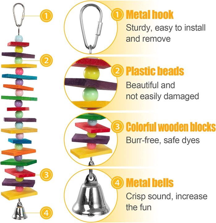 ZYMAL%20STORE%202%20Pcs%20Bird%20Toys,%20Parrot%20%20Toys%20with%20Multicolored%20Natural%20Wooden%20Blocks%20for%20Conures%20Parakeets%20Cockatiels%20Lovebirds%20African%20Grey%20Cockatoos%20Macaws%20and%20Amazon%20Parrots%20-%20Image%205