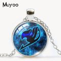 New Fairy Tail Anime Glass Dome Jewelry Pendants Fairy Tale Cartoon Patterns Handmade Zinc Alloy Necklace. 