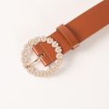 Flower High Quality Luxury Designer Leather Red White Brown Belt For Pants Skirt Coats Jeans Fashion Waist Straps Women. 