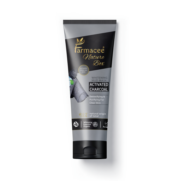 Farmacee  Activated Charcoal Whitening Mud Mask - 200 ML Nature box 100% Vegan