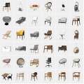 200 sets of Chinese Nordic modern furniture chairs 3D model Rhino/C4D/MAX/3DM/SU design material. 
