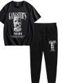 Gangster Printed Summer Cotton Half Sleeves O Neck Trouser & Tshirt For Men & Boys. 