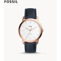 Fossil The Minimalist Slim Three-Hand Navy Leather Watch for Men- FS5371. 