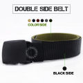 Double Side Nylon Belt for Men and Boys with Adjustable Hard Plastic Teeth-Lock Buckle. 