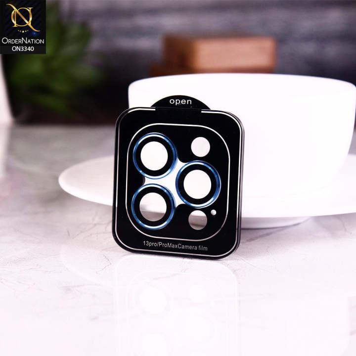 IPhone_ 13 Pro Max Protector - Blue - Aluminium Alloy Metal Tempered Glass Camera Protector
