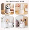 360° Rotating Makeup Brush Storage Box Portable Desktop Cosmetic Organizer,7 Slots Transparent Makeup Brush Box Dust Free Makeup Brush Organizer for Display Stand Bedroom Dresser Bathroom Counter Top.. 