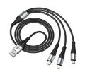 Ronin R305, 3 in 1 Cable Fast Charging , ANDROID, Type C & IOS Best In Quality High - Speed Data Cable - Black.. 