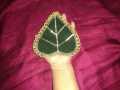 1pcs Green Pan Patta for Mayon Mehndi  Rasam bridal Groom  Mayoon Rasm e Hina Leaf for Girl Boy Women Men  Mayoon Beautiful soft Velvet Paan patta. 
