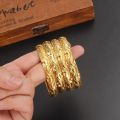 【happy one】2pcs Gold Dubai Bride Wedding African/Arab/Middle Bracelet  Bangle Jewelry birthday Chines gift. 