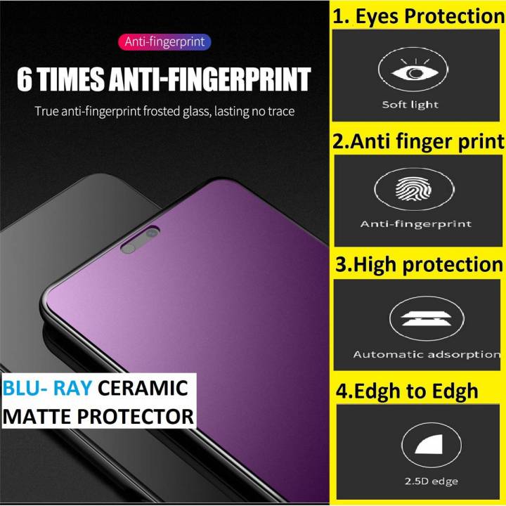 Vivo_Y90 Anti Blue Ray Matte Protector Ceramic Sheet Unbreakable Anti shock hybrid film 9D/11D/21D Tempered Glass