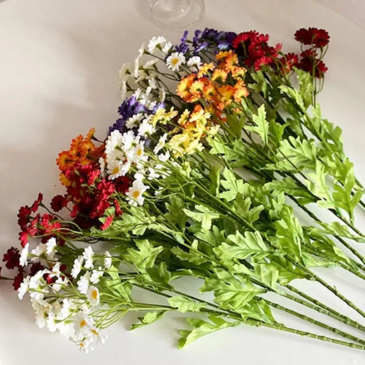 Chamomile Artificial flowers Little Small Silk flowers Colorful Daisy bouquet for Home garden DIY party Wedding Photo props Flower arrangement