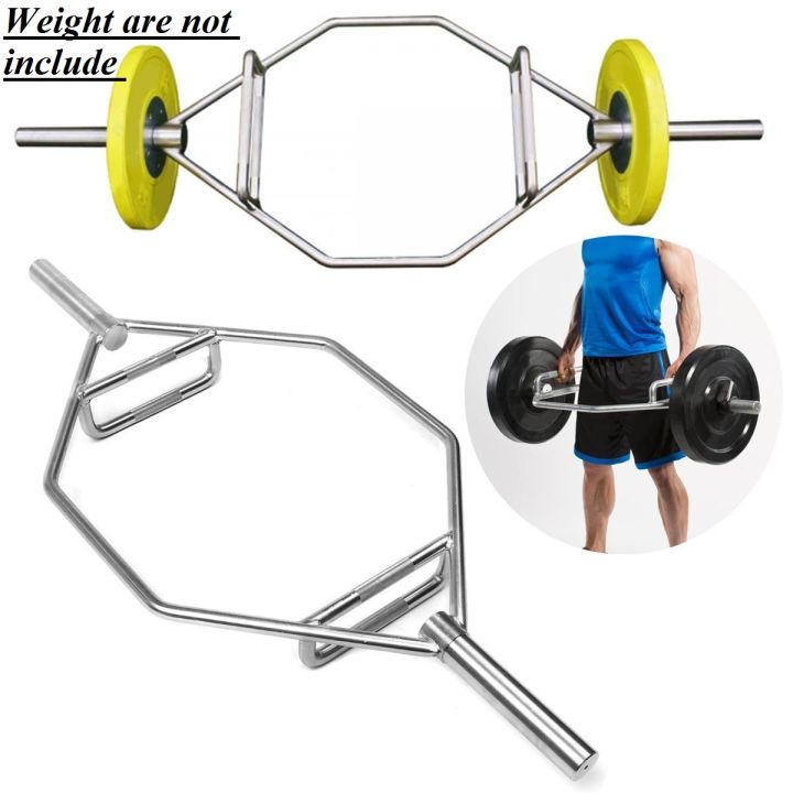 Gymax 58'' Chrome Finish Olympic Hex Bar 2 Handles Squats Deadlifts Shrugs Power Pulls