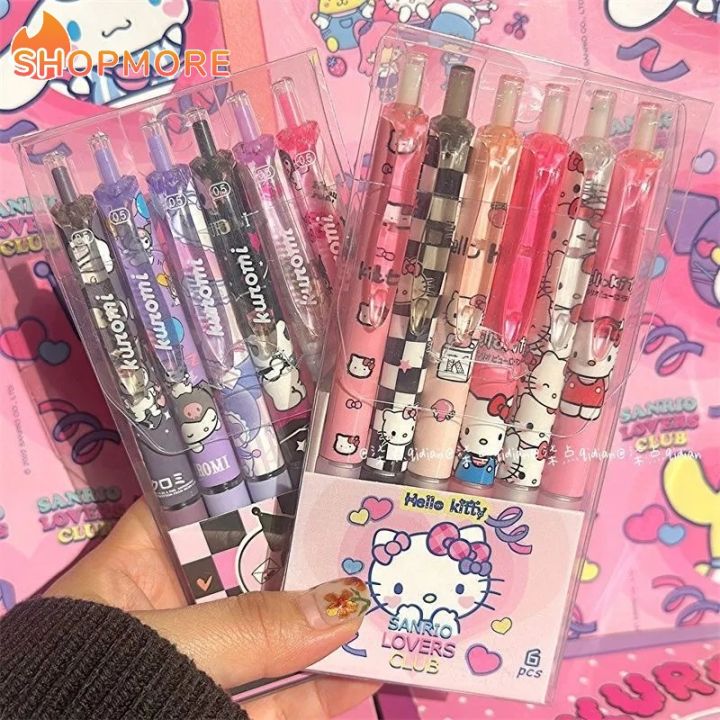 6/2Pcs Sanrio Gel Pen Hello Kitty Kuromi My Melody Cinnamoroll Kawaii Student Stationery School Signature Write Pens