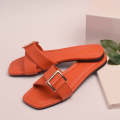 Women Fashion Luxurious Glowup Buckle Slides Style Flat Slippers, Sandal Perfect for Summer Wear - Comfortable and Stylish for Any Occasion Red, Orange. 