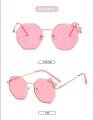 Trendy Fashion Boys and Girls Bow Metal Sunglasses B010 Polygon Trend Children's Sun Glasses Kids Outdoor UV400 Eyewear. 