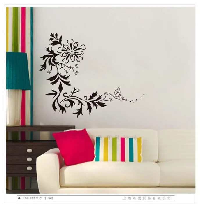 Black%20flower%20vine%20wall%20stickers%20Vinyl%20DIY%20Art%20wall%20decals%20For%20Living%20room%20Bedroom%20Background%20wall%20Home%20decor%20murals%20JM7032%20-%20Image%204