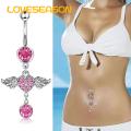 Navel Ring Sparkling Stainless Steel Belly Button Ring with Pink Cubic Zirconia Heart Butterfly Design Perfect Body Piercing Jewelry Gift for Southeast Asian Buyers Shining Cubic Zirconia Belly Button. 