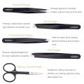 High Quality Tweezers Set 5-Piece Includes Curved Scissors, Best Precision Tweezer for Eyebrows, Splinter & Ingrown Hair Removal. 