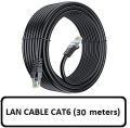 30 meter LAN Cable with connectors / Ethernet Cable For Modem,PC, Laptop Cat 6 Blue 0r Black Color. 